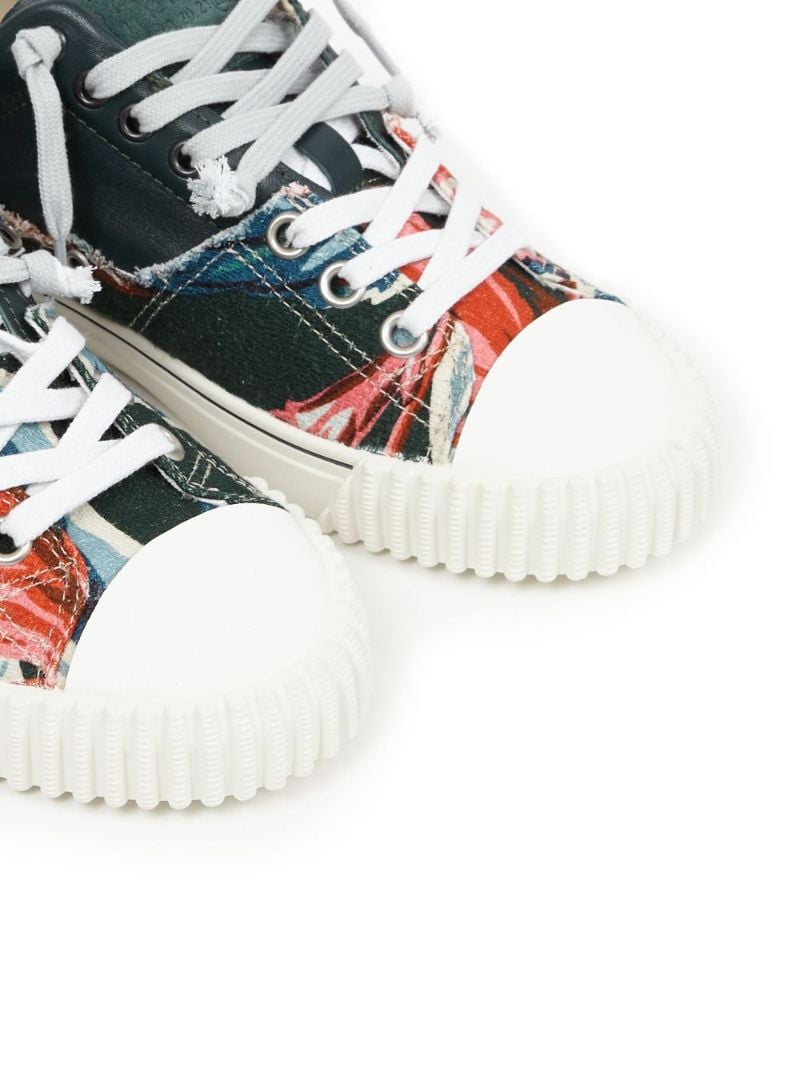 Blue Panelled Lace-up Sneakers