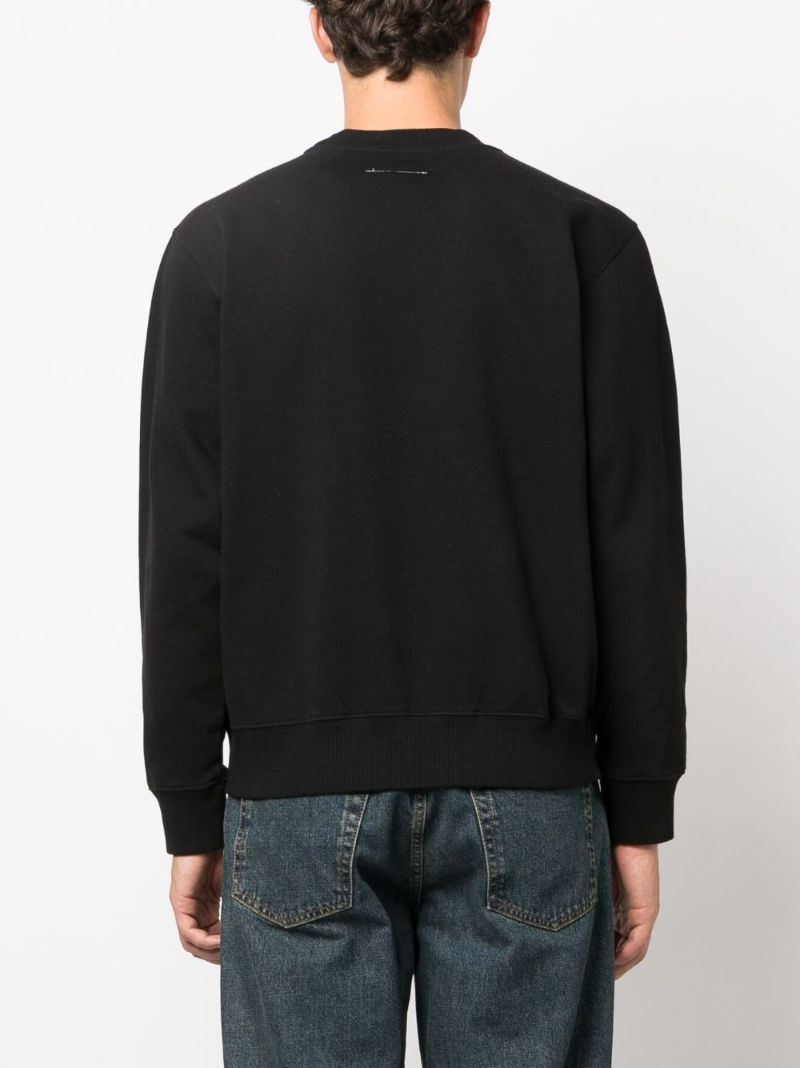 Black Numbers Print Cotton Sweatshirt