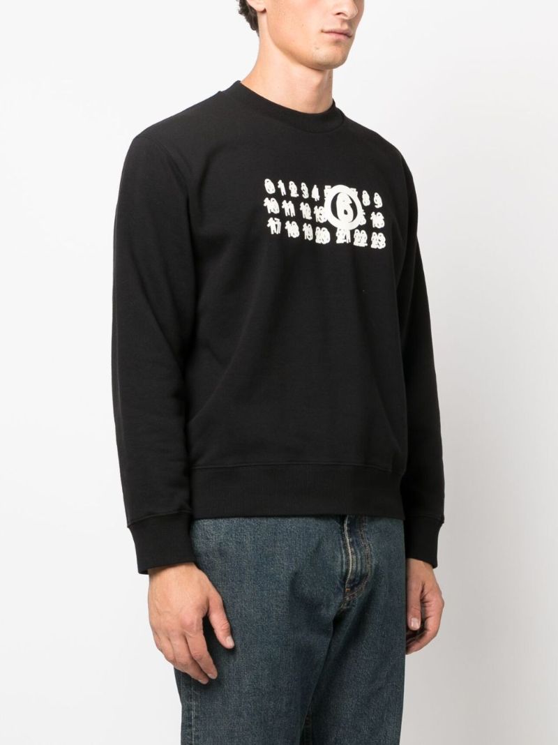 Black Numbers Print Cotton Sweatshirt