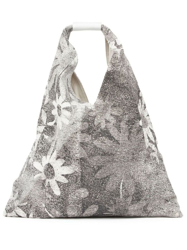 Black Japanese Floral-print Tote Bag