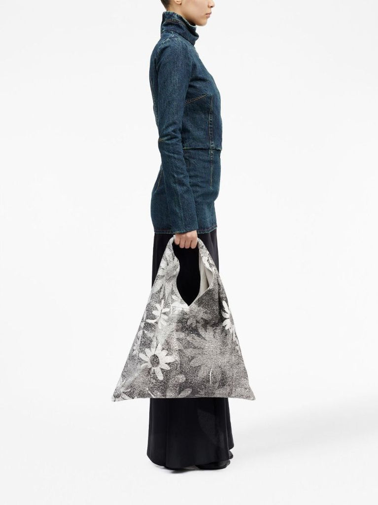 Black Japanese Floral-print Tote Bag