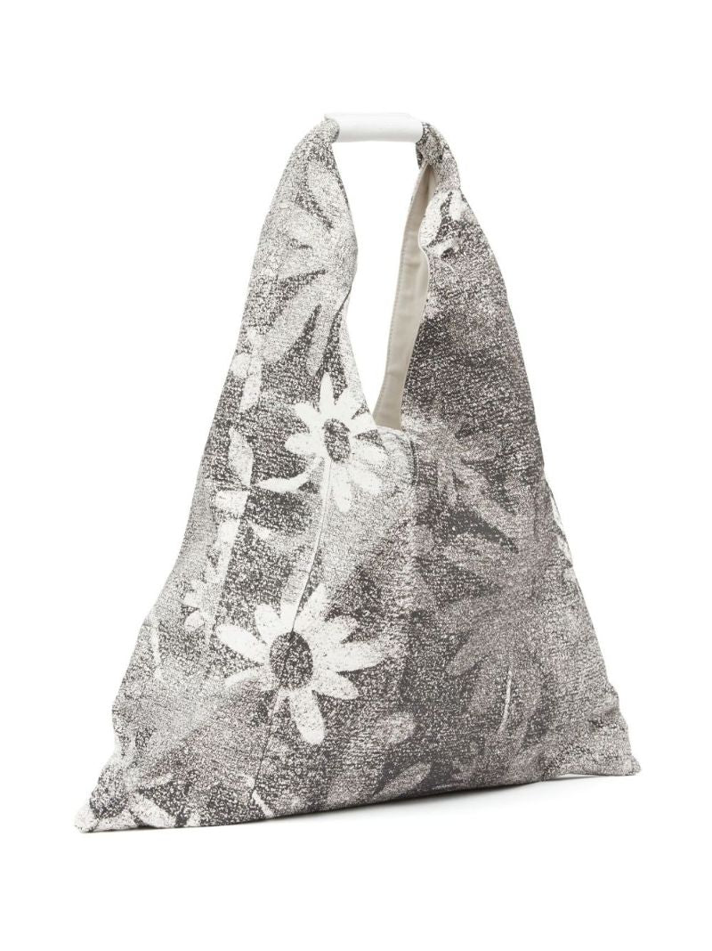 Black Japanese Floral-print Tote Bag