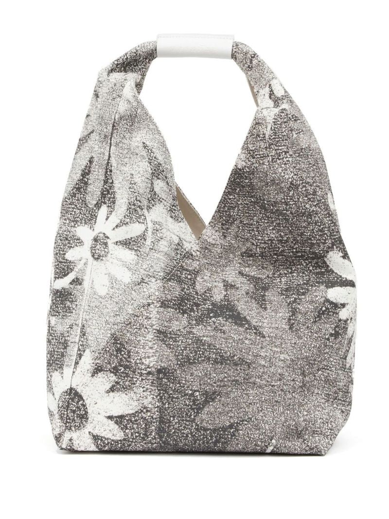 Black Japanese Floral-print Tote Bag
