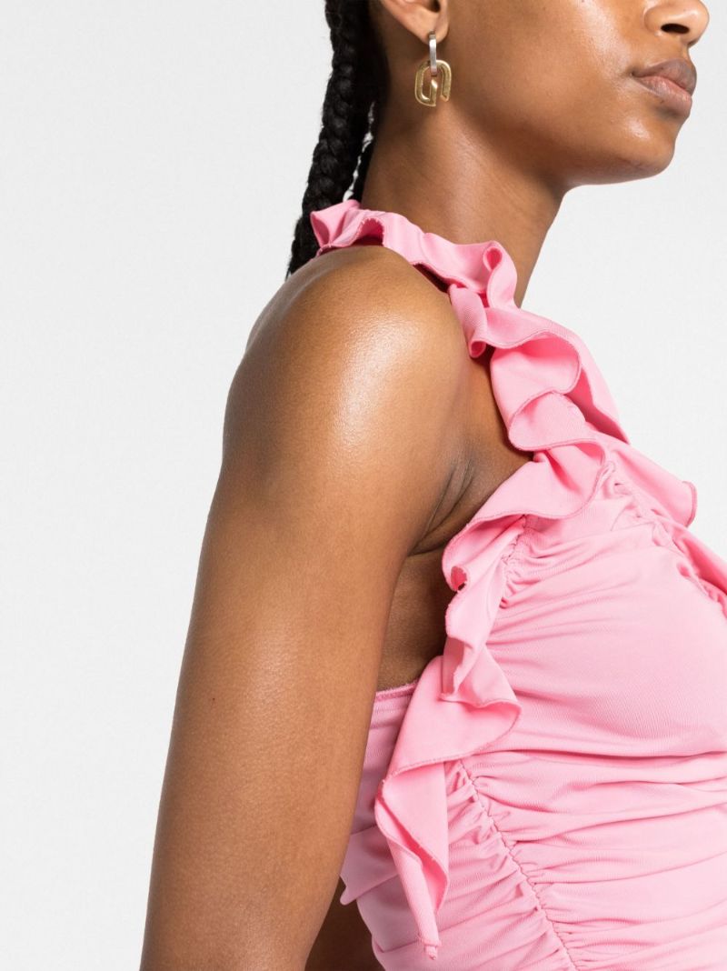 Pink Mimi Ruffled Crop Top