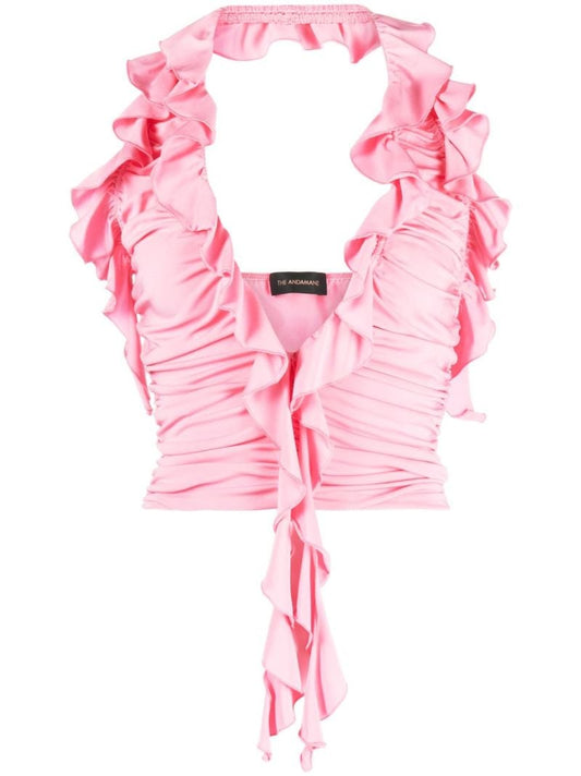 Pink Mimi Ruffled Crop Top