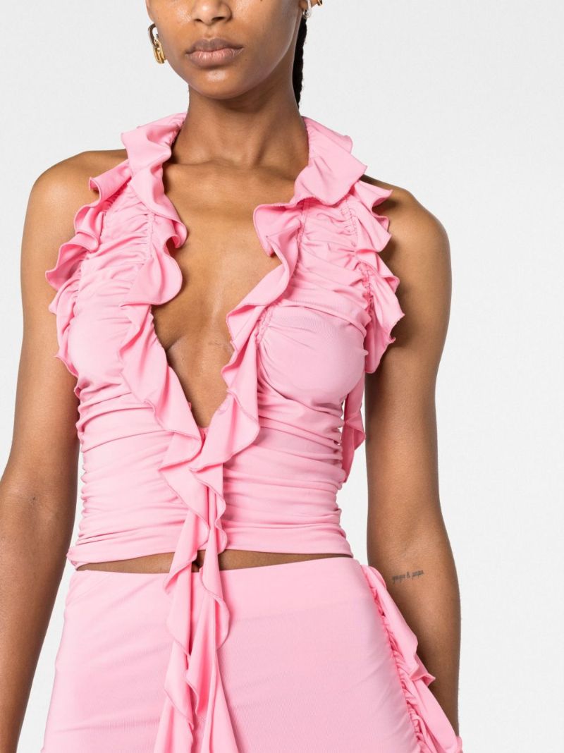 Pink Mimi Ruffled Crop Top