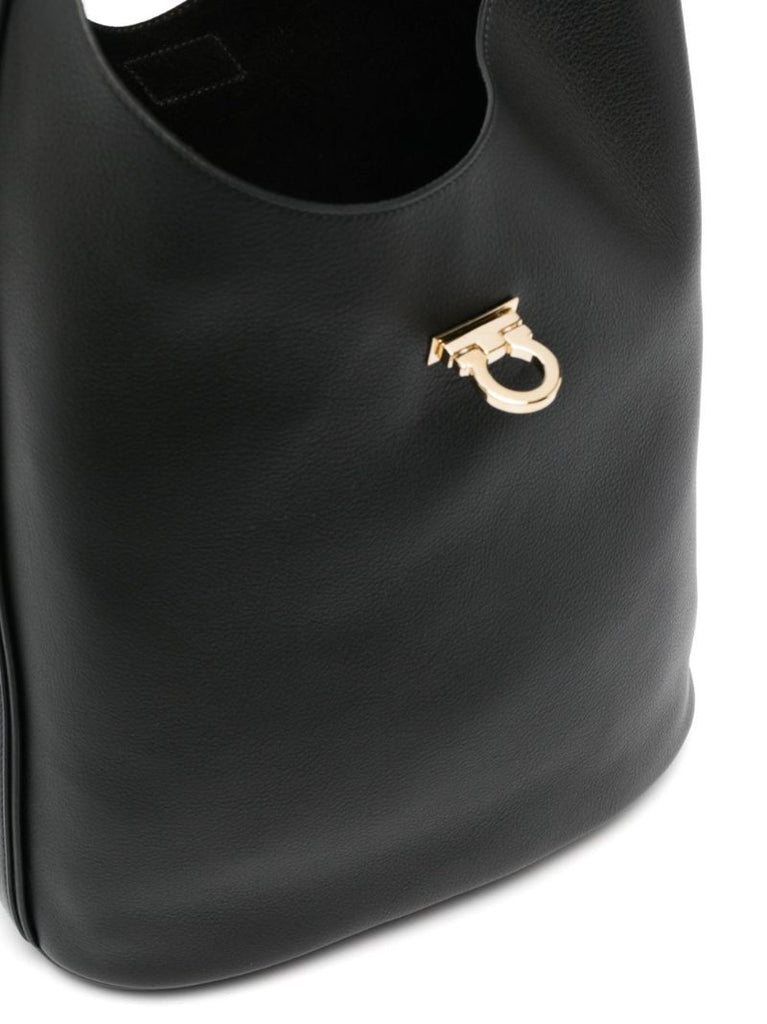 Black Gancini Blucke Leather Shoulder Bag