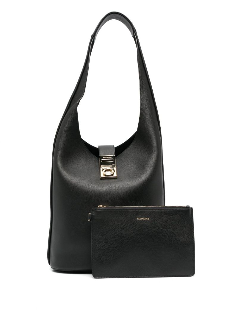 Black Gancini Blucke Leather Shoulder Bag