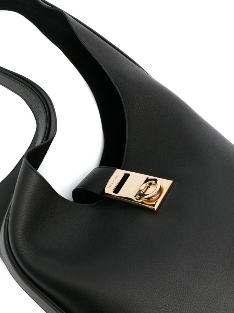 Black Gancini Blucke Leather Shoulder Bag