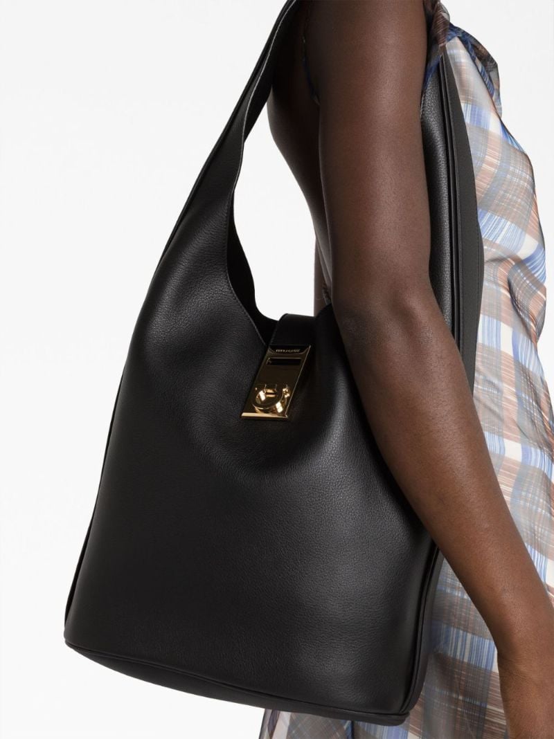 Black Gancini Blucke Leather Shoulder Bag