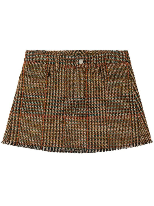 Brown Tweed Wool Mini Skirt