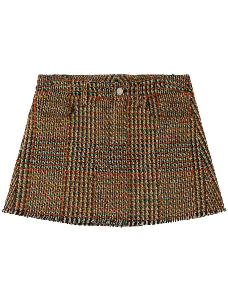 Brown Tweed Wool Mini Skirt