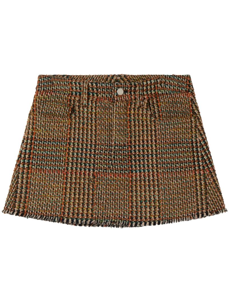 Brown Tweed Wool Mini Skirt