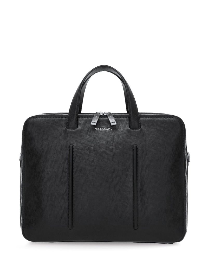 Black Single Pocket Leather Briefcase
