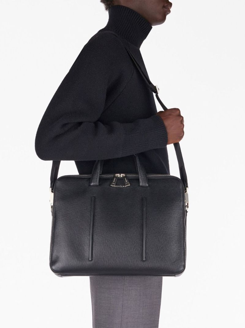 Black Single Pocket Leather Briefcase