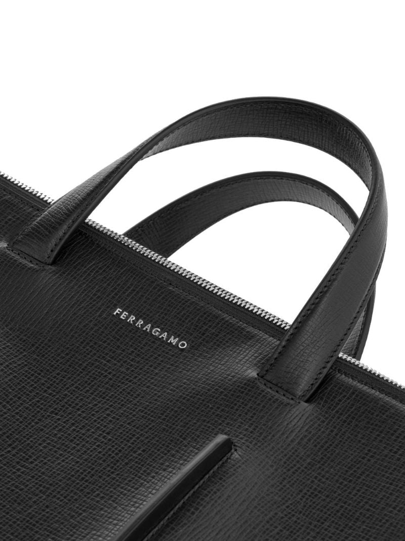 Black Single Pocket Leather Briefcase