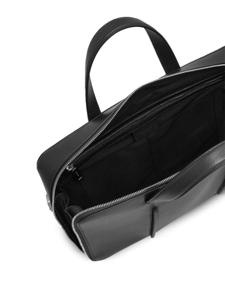 Black Single Pocket Leather Briefcase