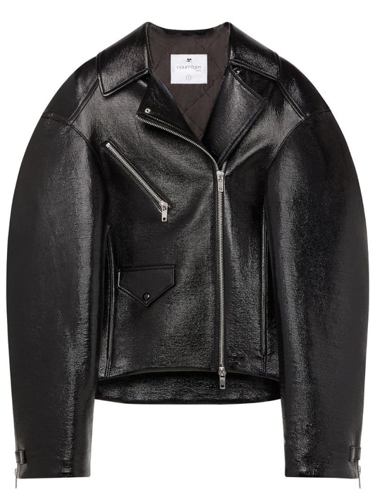 Black Cocoon Vinyl Biker Jacket