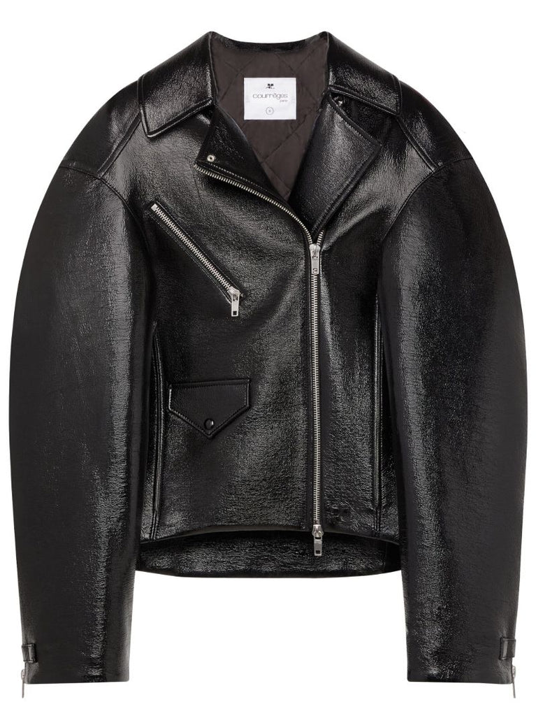 Black Cocoon Vinyl Biker Jacket