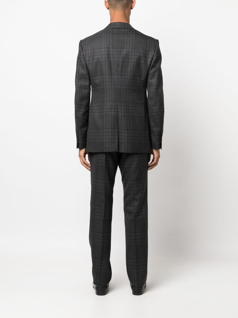 Grey Check-pattern Wool Suit