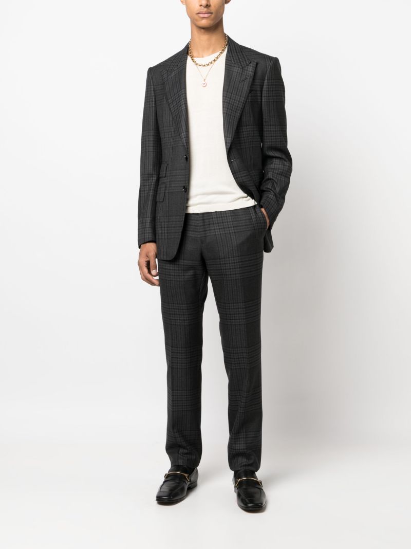 Grey Check-pattern Wool Suit