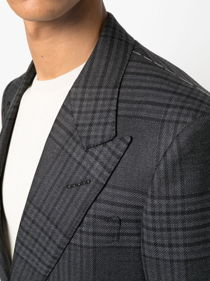 Grey Check-pattern Wool Suit