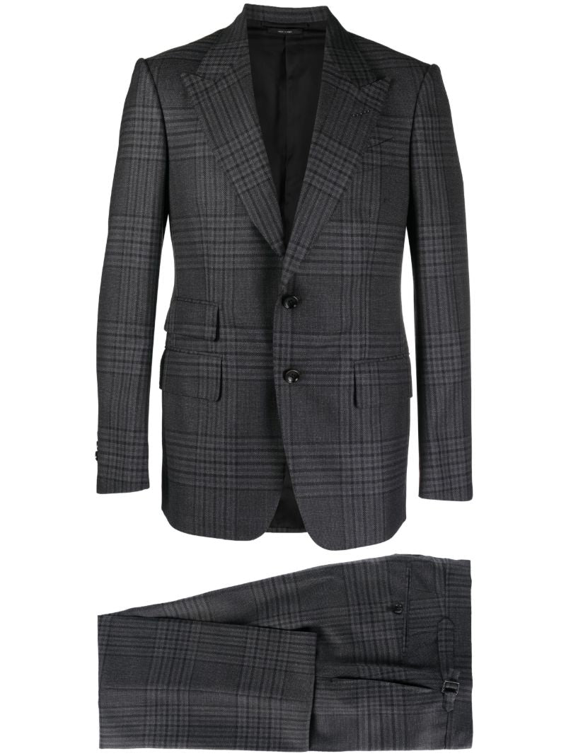 Grey Check-pattern Wool Suit