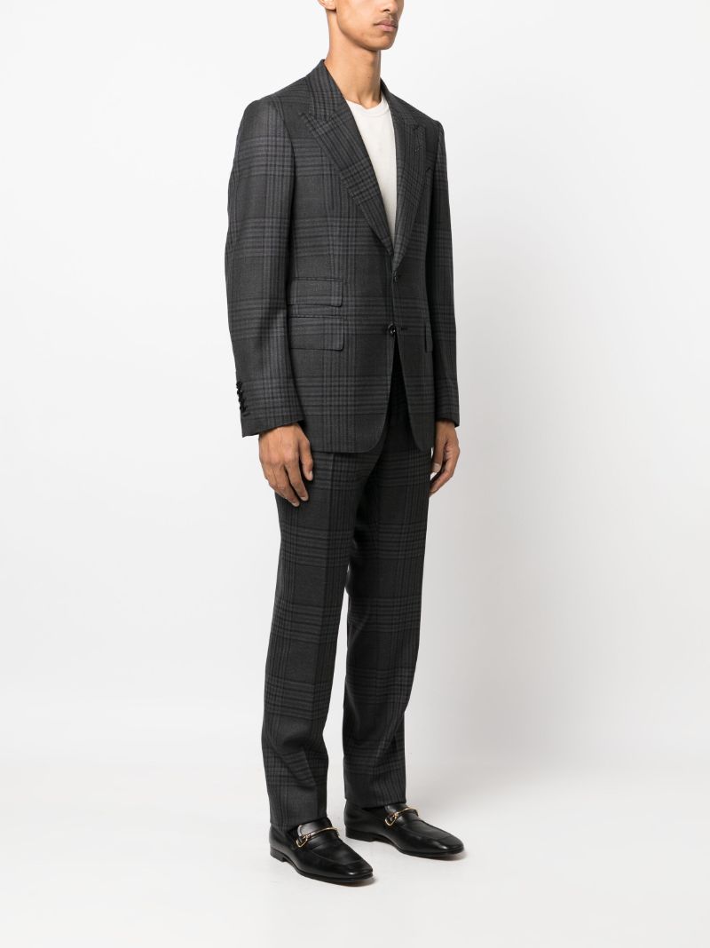 Grey Check-pattern Wool Suit