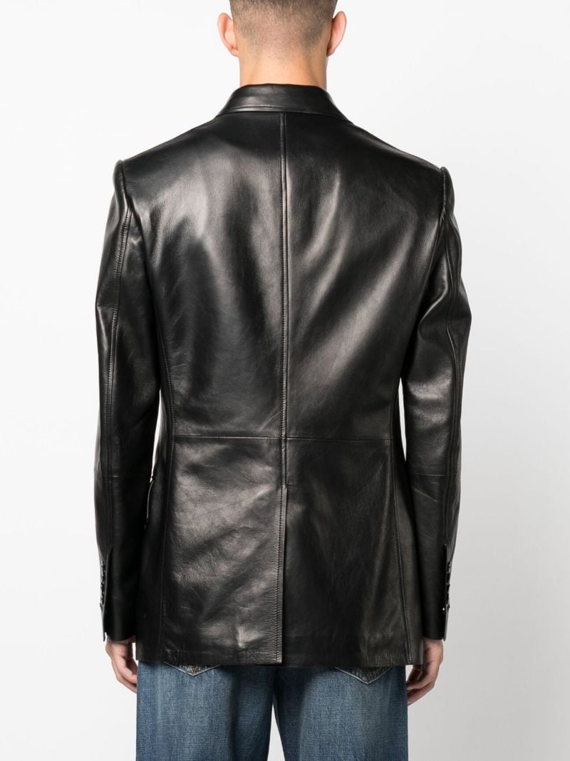 Black Single-breasted Leather Blazer