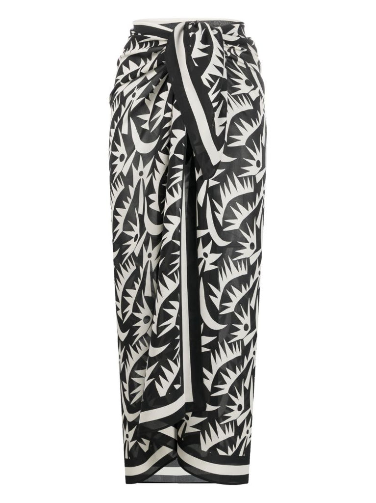 Black Printed Silk Sarong