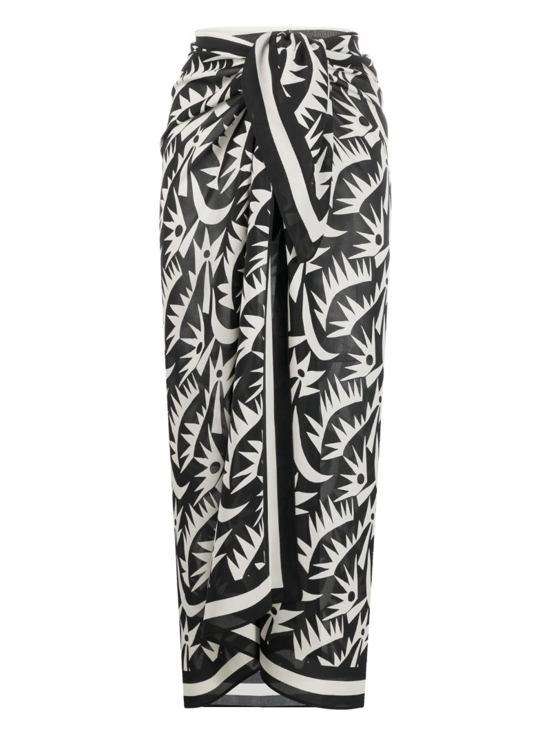 Black Printed Silk Sarong