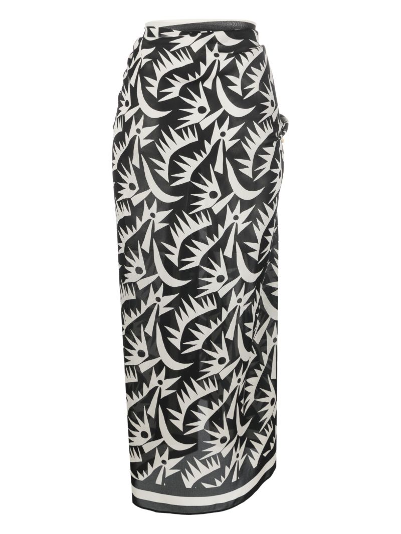 Black Printed Silk Sarong