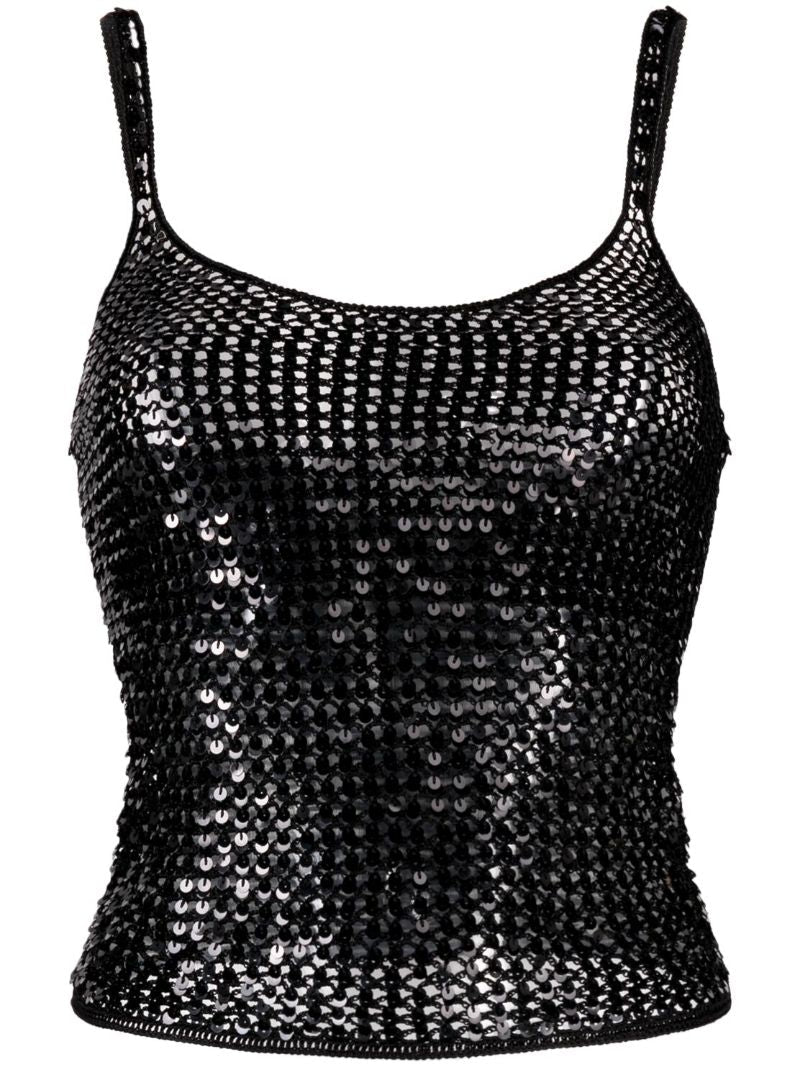 Black Sequined Crochet Top