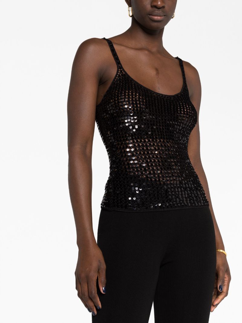 Black Sequined Crochet Top