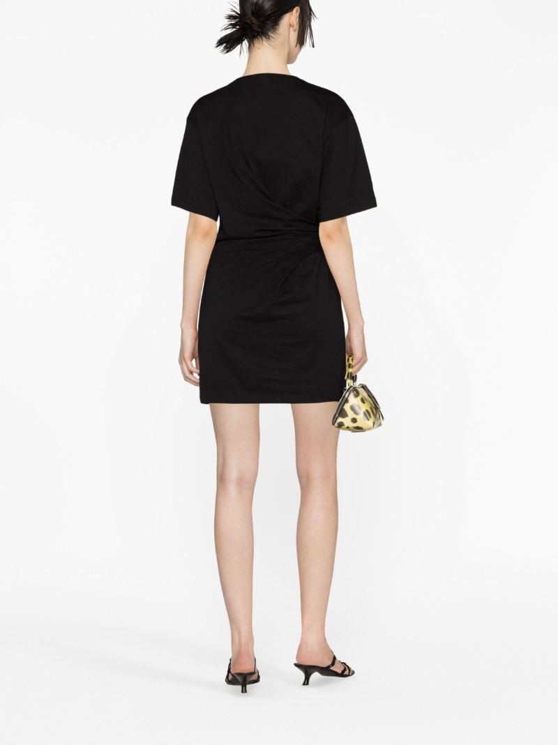 Black Gathered Organic Cotton Mini Dress