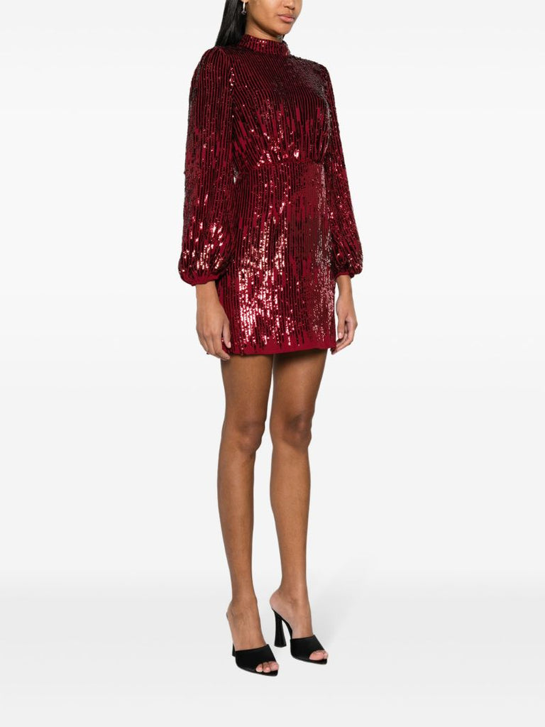 Red Samantha Sequinned Chiffon Dress