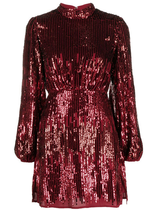 Red Samantha Sequinned Chiffon Dress