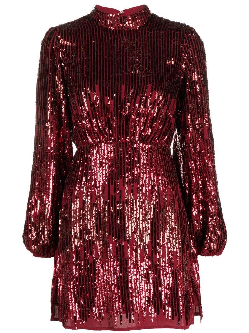 Red Samantha Sequinned Chiffon Dress
