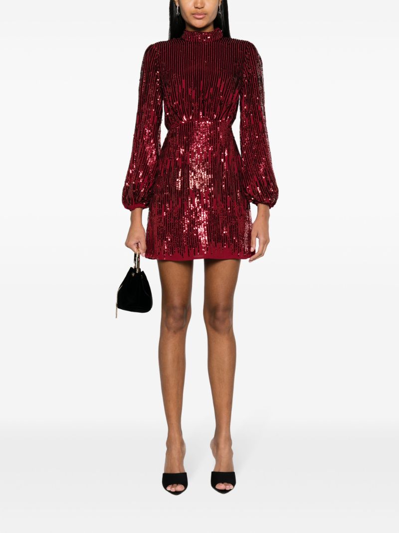 Red Samantha Sequinned Chiffon Dress
