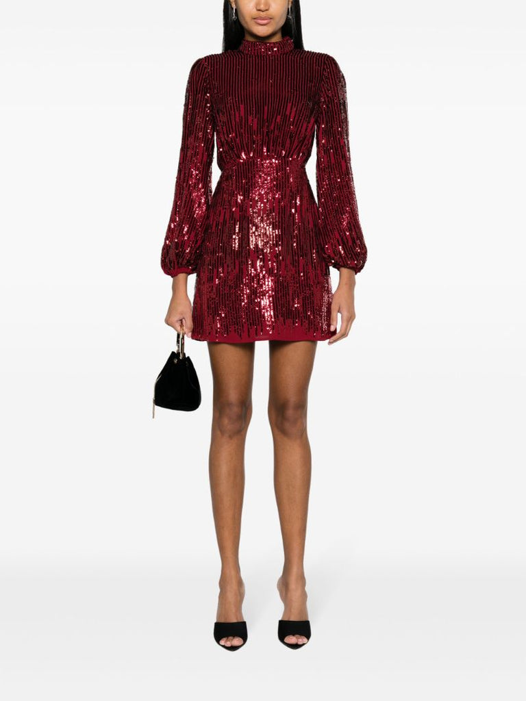 Red Samantha Sequinned Chiffon Dress