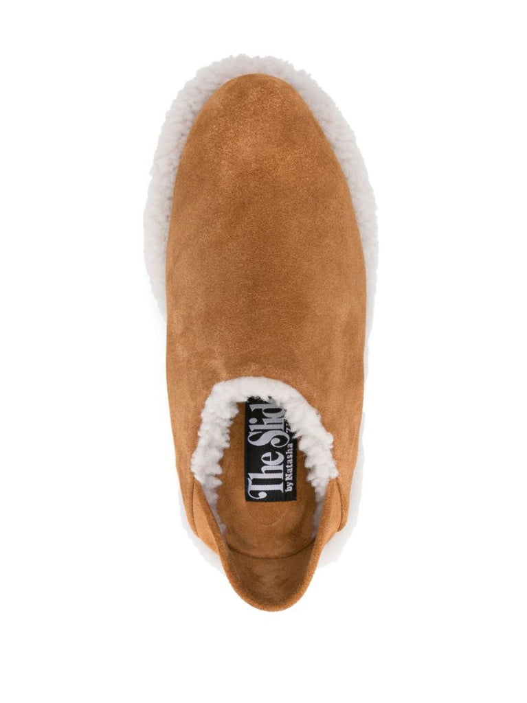 Brown Shearling Slip-on Shoes