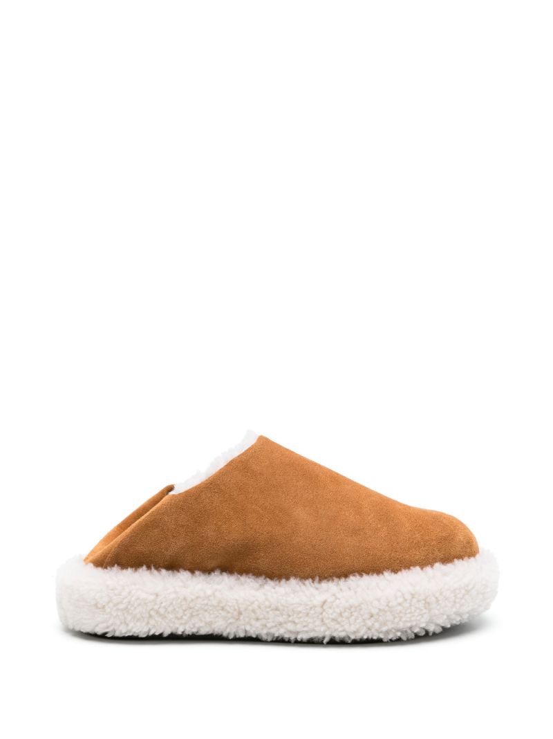 Brown Shearling Slip-on Shoes