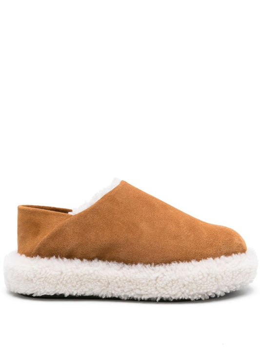 Brown Shearling Slip-on Shoes