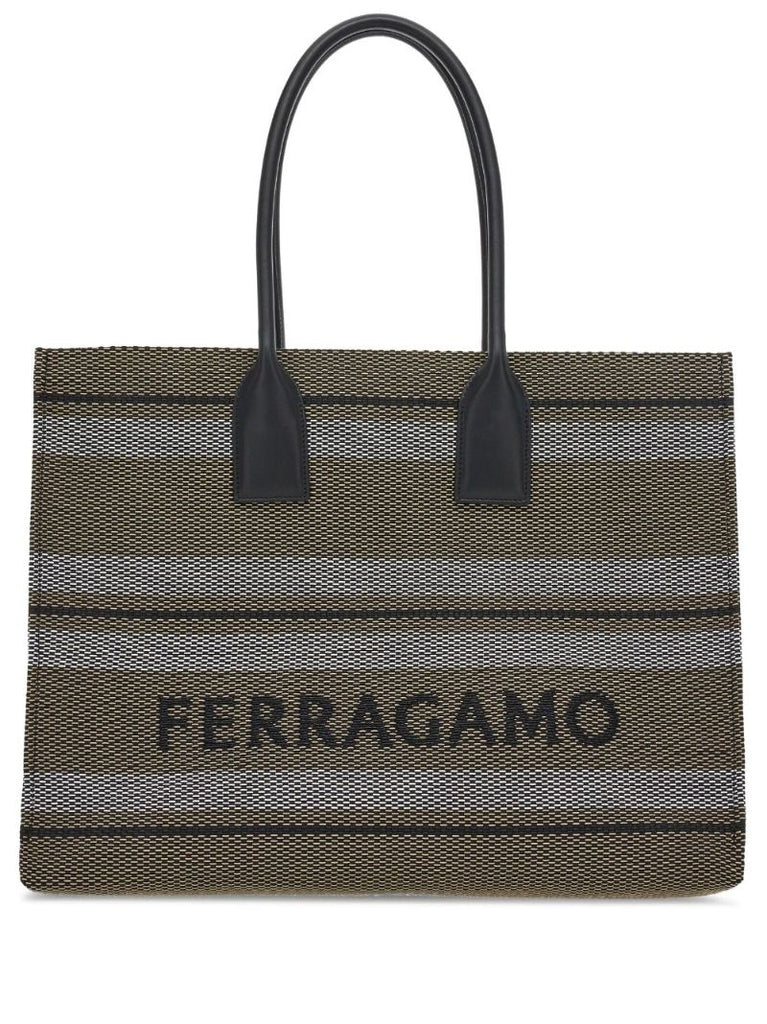 Black Stripe Jacquard Tote Bag