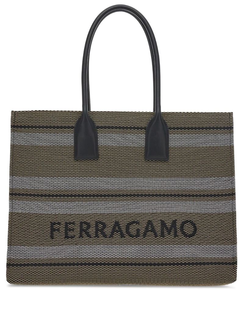 Black Stripe Jacquard Tote Bag