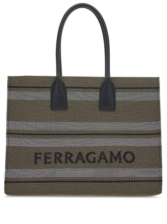Black Stripe Jacquard Tote Bag