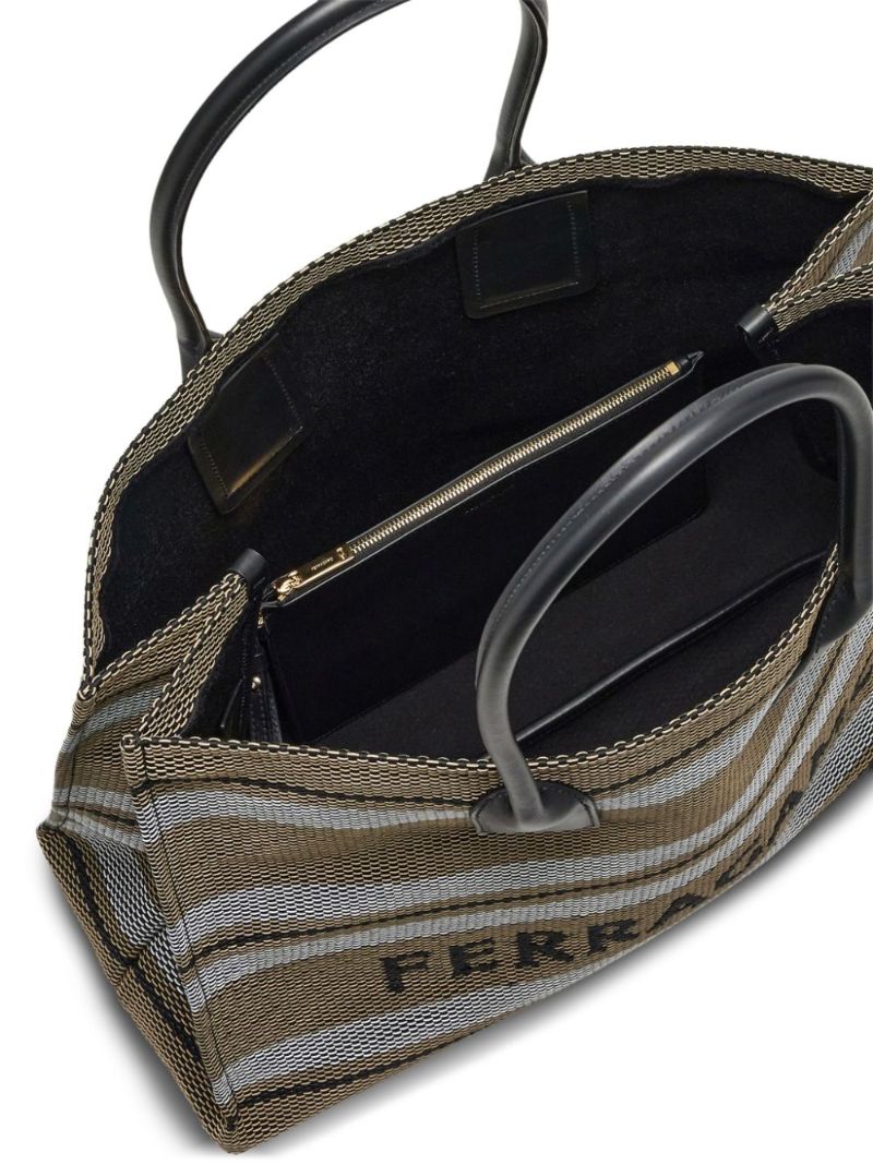 Black Stripe Jacquard Tote Bag
