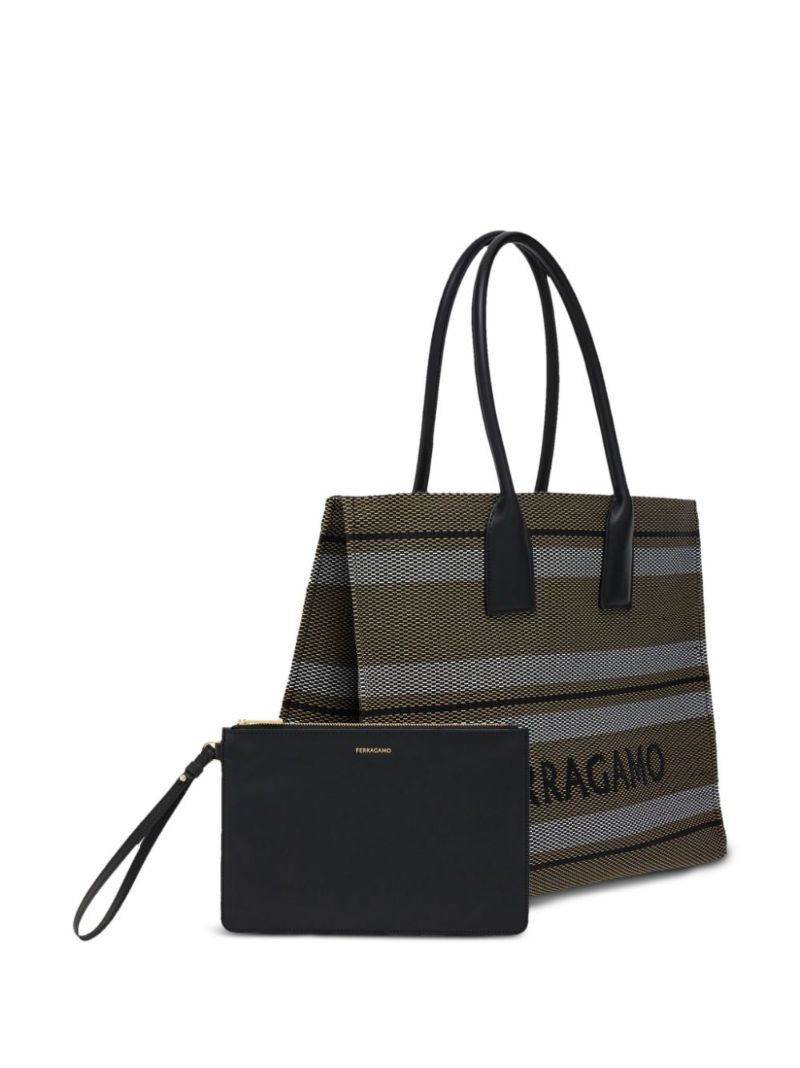 Black Stripe Jacquard Tote Bag