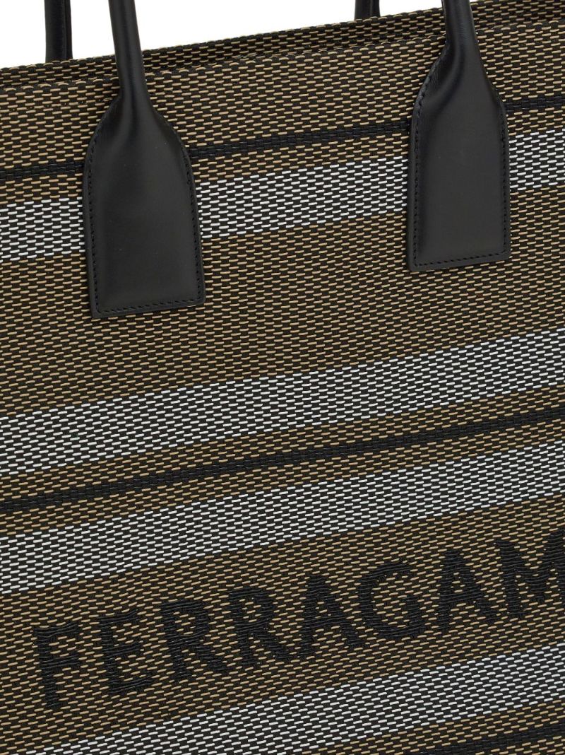 Black Stripe Jacquard Tote Bag