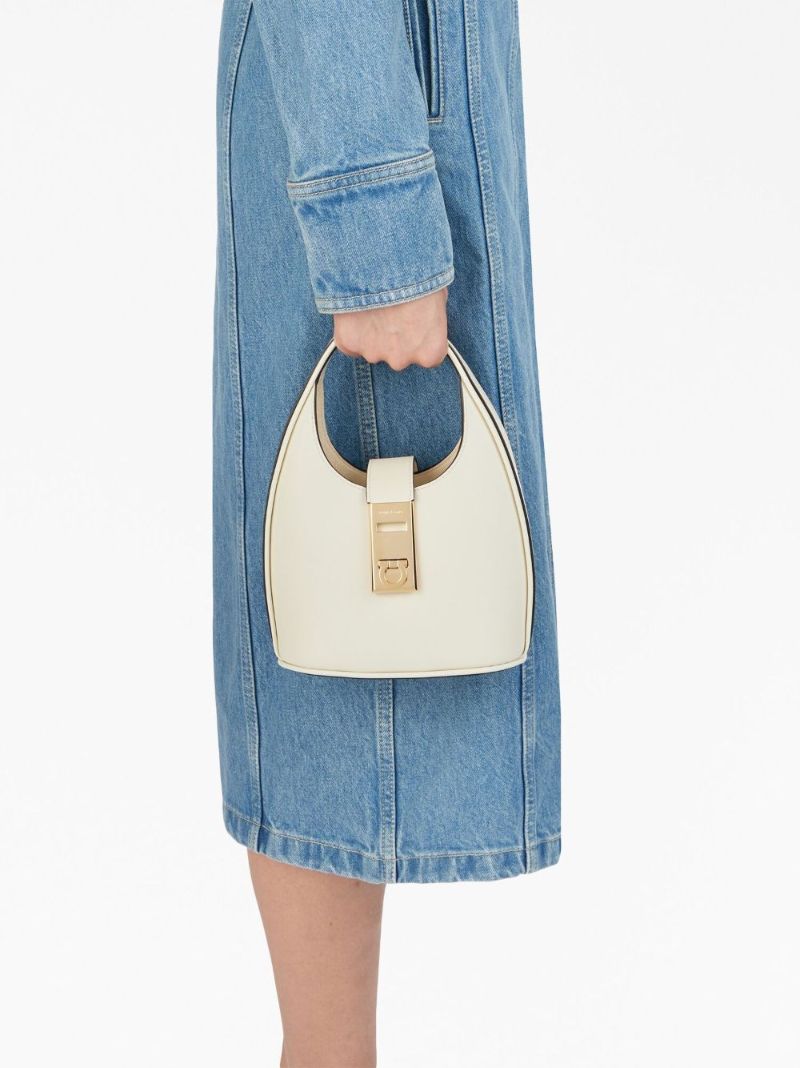 White Gancini Leather Mini Bag